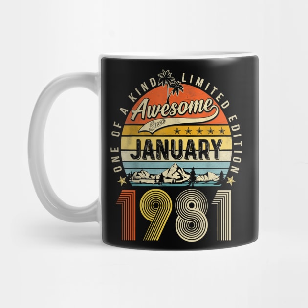 Awesome Since January 1981 Vintage 42nd Birthday by Mhoon 